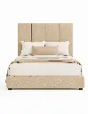 Cama MODERN LUXURY Kalahari con tela tipo manta sueve, Cabecera con patrones de 120 cm altura y 30 cm ancho, con tapicería de Calidad Superior + Base de cama Reforzado con angulos de Acero + Somier de Alta Resistencia + Luz LED ambiental con control remoto