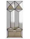 WALL FURNITURE PANELING® Accesorios, Espejo 3D artesanal con terminado avejentado, Hecho a mano con figuras geométricas intercaladas y tecnología de sujeción a Muro